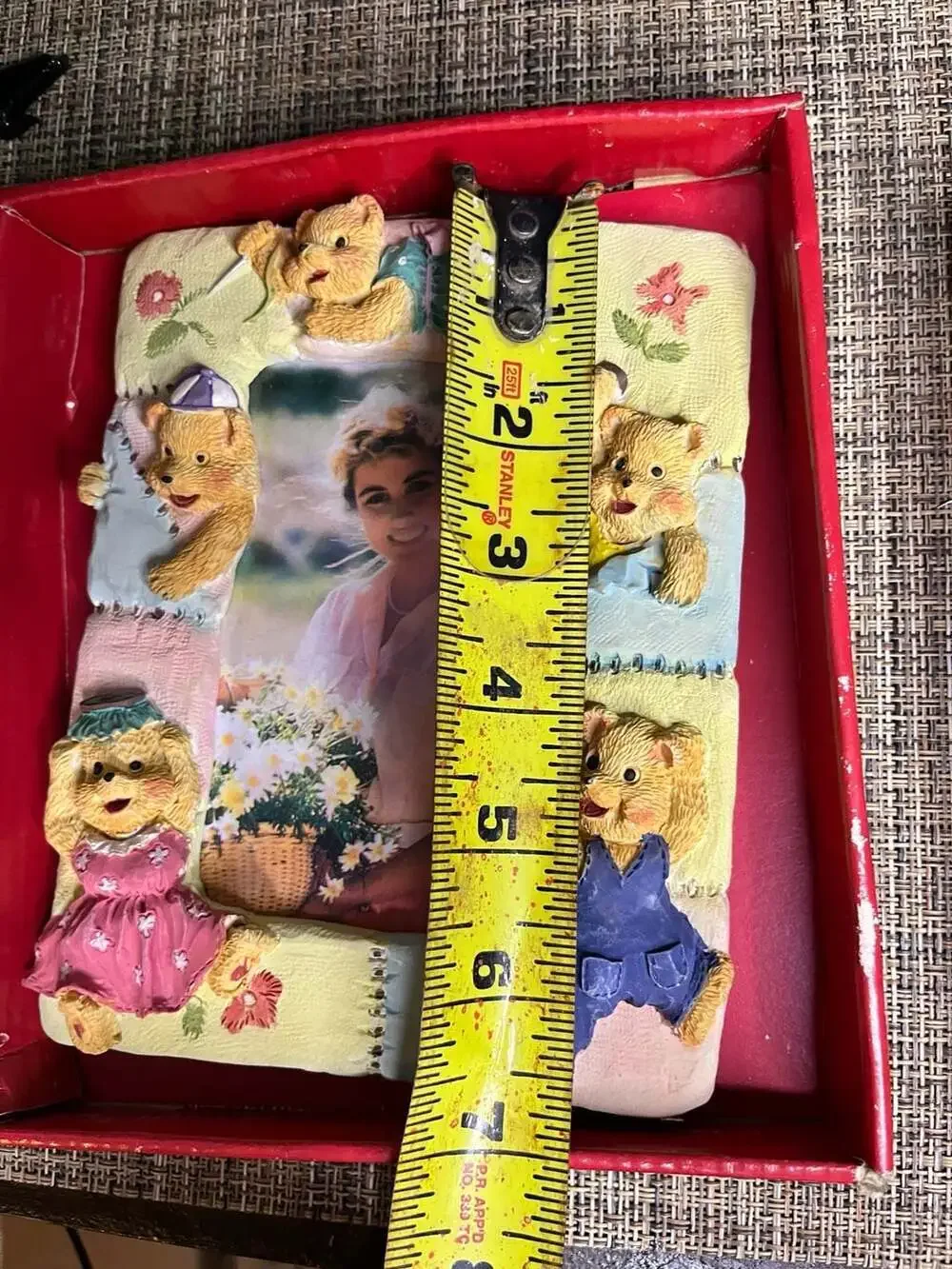 Vintage Popular Imports 3D Resin Teddy Bears Patchwork Picture Frame 3.5x5